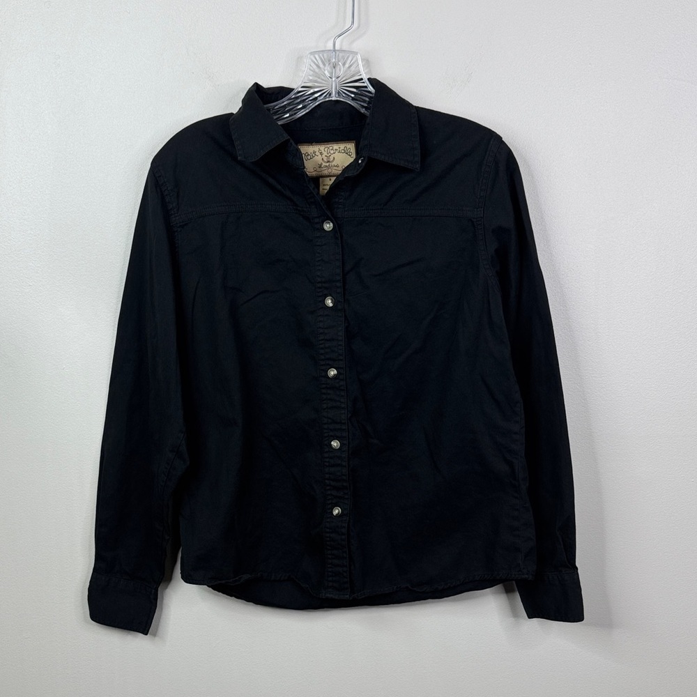 Bit & Bridle Women’s Western Shirt Small Black Pearl Snap Long Sleeve Cotton